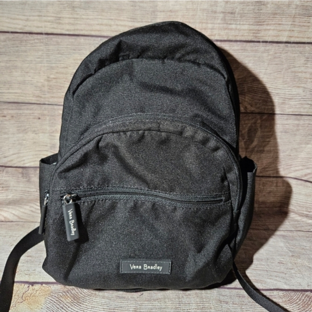 Vera Bradley Black Canvas Floral Lining Mini Backpack Bag